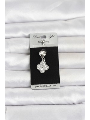 Eco Lounge 316L Cerrahi Çelik Sallantılı Yonca Model Göbek Piercing