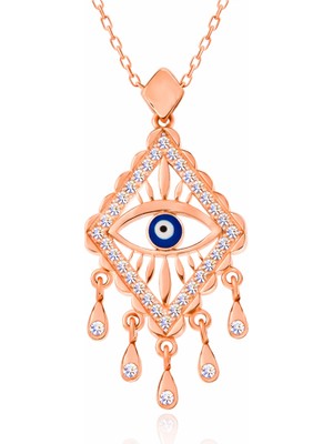 Tienda Elegante Gümüş Rose Nazarlı Göz Kolye
