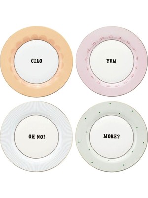 Yvonne Ellen Slogan Yan Tabaklar (4'lü Set)