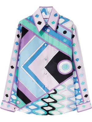Pucci Şık Vivara Desenli Ipek Twill Gömlek