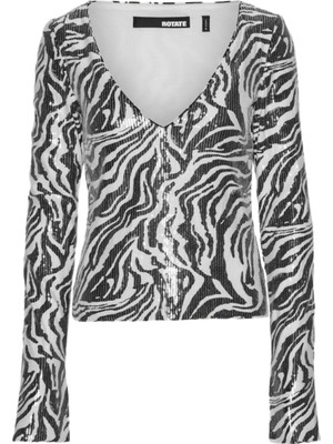 Rotate Zebra Desenli Pullu Uzun Kollu Tişört