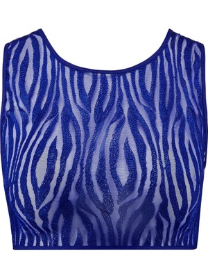 Aubade Wild Pulse Transparan Kolsuz Üst, Zebra Desenli Crop Top, Bustiyer Stili