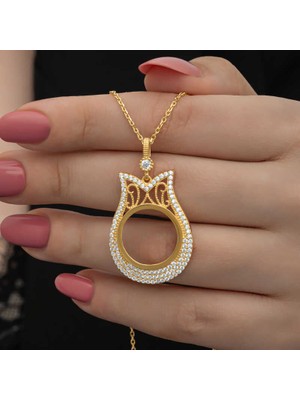 Blackcraft 925 Ayar Gümüş Gold Kaplama Çeyrek Altın Çerçevesi Kolye