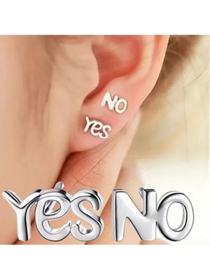 Bşk Virgo Küpe 925 Ayar Yes ve No Saplamalı Gümüş