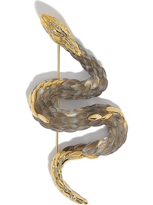 Alexis Bittar Yılan Lucite Broş, 14 Ayar Altın Kaplama Pirinç