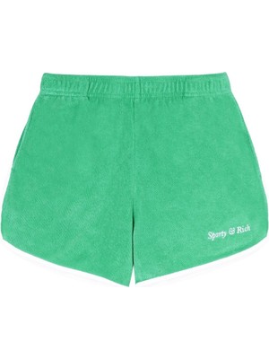 Sporty & Rich Şık Italik Logo Kadife Şort