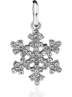 Bşk Virgo Bileklik ve Kolye Taşlı Kar Tanesi Sallantılı Gümüş Kaplama Charm