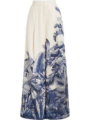 Andres Otalora Palm Desenli Geniş Paça Pantolon
