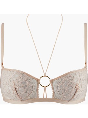 Aubade Illusion Fauve Bügelsiz Bralette Hayvan Deseni Fransız Dantel, Altın Detaylı ve Şık Tasarım