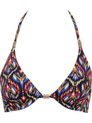 Aubade Sunkissed Allure Balenli Üçgen Bikini Üstü, Ikat Desenli, Altın Detaylı