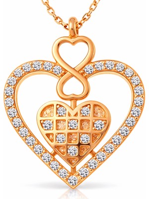 Tienda Elegante Gümüş Rose Kalp Sonsuzluk Kadın Kolye