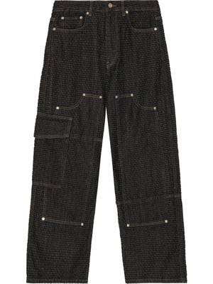 Ganni Şık Fluffy Denim Işçi Jean Pantolon