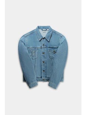 American Rag Cie Nunise Denim Ceket - Orta Mavi Renk, Şık Tasarım ve %100 Pamuklu