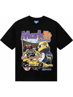 American Rag Cie Express Racing T-Shirt - %100 Pamuklu Siyah Tişört, Gerçek Bedende Uyumlu