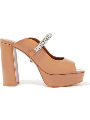 Kurt Geiger Camel Renkli Taşlı Platform Topuklu Terlik