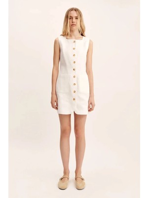 American Rag Cie Emma Button Down Mini Elbise - %100 Keten, Özgün Tasarım ve Konfor