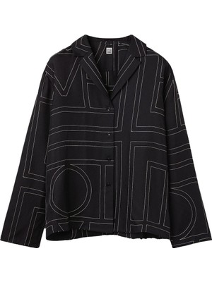 Toteme Saten Monogram Pijama Üstü - Siyah