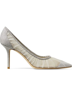Jimmy Choo Simli ve Tül Detaylı Şık Topuklu Ayakkabı