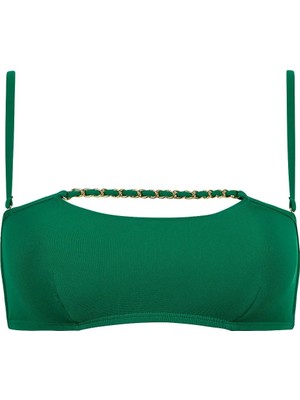 Aubade Sparkling Treasure Bandeau Sütyen, Altın Zincir Detaylı, Geri Dönüşümlü, Askılı Mayo Üstü