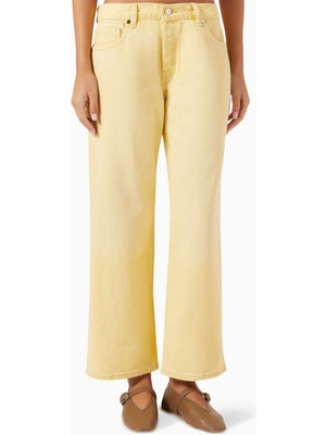 EB Denim Cropped Low-Rise Baggy Jeans - Sarı - Premium Denim Kumaş ile Modern Tarzınızı Yansıtın