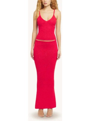 American Rag Cie Asta Resort Carolina Sequin Camisole: Şık V Yaka Kadın Bluz - Rossa