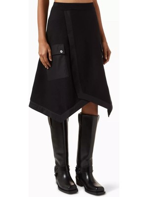 3.1 Phillip Lim Siyah Utility Poplin Etek Asimetrik Kesim ve Fonksiyonel Cep Detaylı