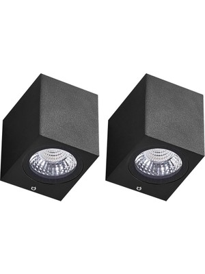 Beliani Siyah 2’li LED Dış Mekan Duvar Lambası Seti, Modern Tasarım ve IP54 Korumalı