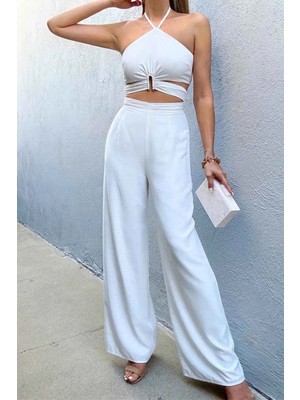 American Rag Cie Mavis Jumpsuit - Uzun Sırt Askılı, Kesik Bel, Geniş Pantolonlu Şık Tasarım