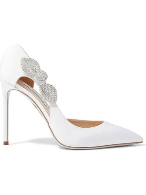 Aquazzura Kristal Detaylı Ince Topuklu Babet Ayakkabı