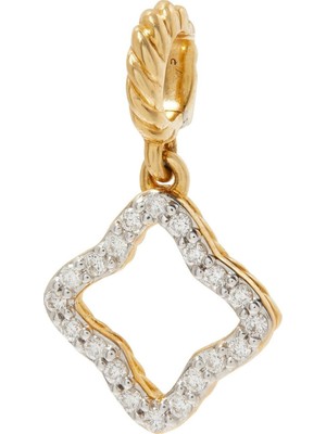 David Yurman 18 Ayar Sarı Altın Pavé Elmaslı Quatrefoil Kolye Ucu