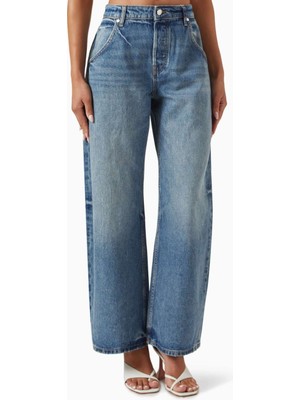 EB Denim Enzo Cropped Barrel Jean - Mavi - Rahat Mid-Rise ve Geniş Paça Tasarımı
