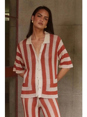 American Rag Cie Şık ve Rahat Ziggy Top - Düğmeli, Kısa Kollu, Örgü Triko Üst