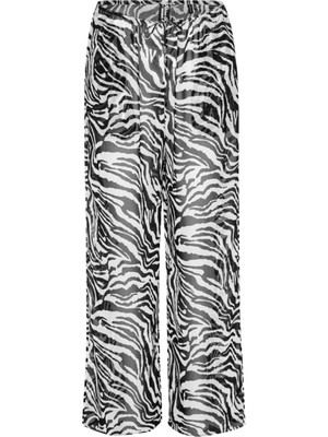 Rotate Zebra Desenli Düz Kesim Plaj Pantolonu