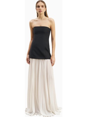 Because Of Alice Structured Bodice Gown Pleated Maxi Length Formal Dress Kadın Elbise