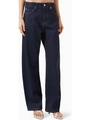 EB Denim Alida Loose Bowed Jean - Mavi - Pamuk-Şemal Kumaş - Rahat Orta Bel Tasarım