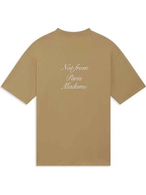 American Rag Cie Ice Brown 100% Pamuk Not From Paris Madame T-Shirt - Şık ve Rahat Calligraphie Tasarım