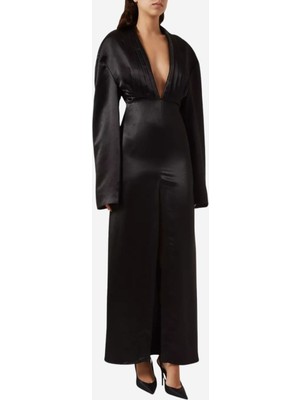 A.w.a.k.e. Mode Plunge Yaka Tuxedo Elbise, Siyah