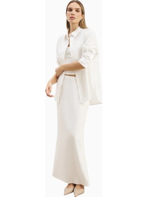 Because Of Alice Mid Rise Linen Keten Maxi Kadın Etek