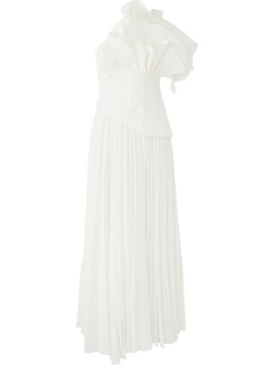 Acler Whittington Gown, Asimetrik Omuzlu Saten Gece Elbisesi