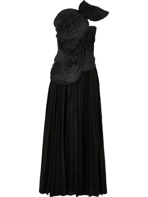 Acler Trusley Maxi Dress, Tek Omuz Çiçek Detaylı Maxi Elbise