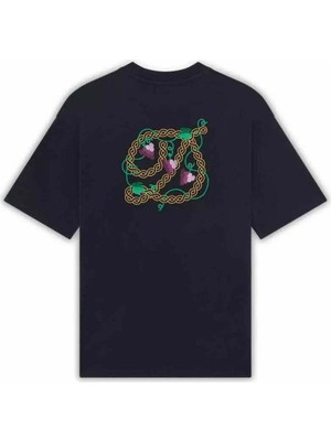 American Rag Cie Kadin Siyah %100 Pamuk Ribana Yaka T-Shirt - 'd Raisin' Yazılı