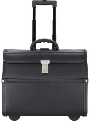 Alassio 2 Tekerlekli Pilotentrolley 46 cm Laptop Bölmeli, Siyah, Suni Deri