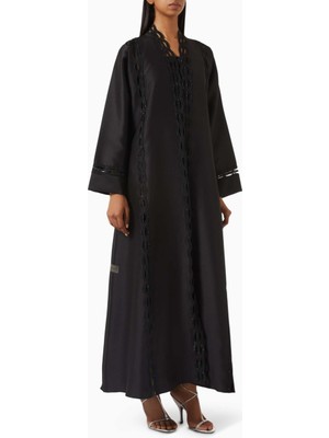 Rauaa Official Şık Dantel Nakışlı Abaya Modern Kadınlar Için Ön Düğmeli Uzun Kollu Tasarım