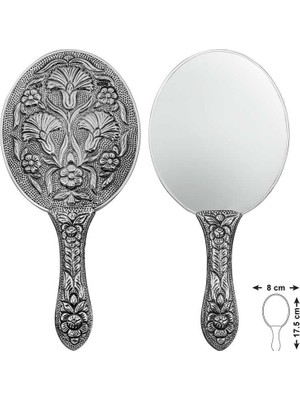 Blackcraft Premium Gümüş El Aynası - Karanfil Motifli El Işçiliği Lüks Tasarım