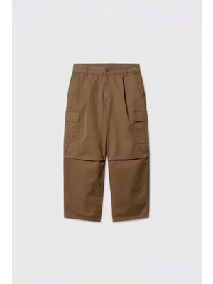 American Rag Cie 100% Pamuklu Kahverengi Cole Cargo Pantolon - Geniş Paça, Makinede Yıkanabilir
