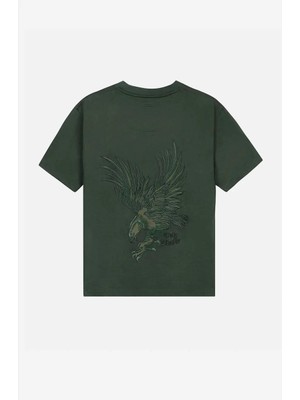 American Rag Cie Organik Pamuklu Yeşil Green Hawk T-Shirt | Erkekler Için Rahat Kesim