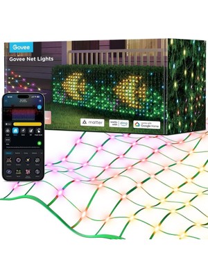 Govee Çalılar Için Işık Zinciri Ağı, 480 Led'li, IP65 Su Geçirmez, Akıllı Uygulama ve Alexa Uyumu