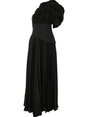 Acler Whittington Gown, Asimetrik Omuzlu Saten Gece Elbisesi