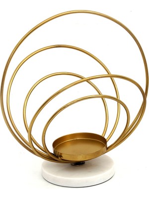 The Home Adro Metal Mumluk Mermer Tabanlı 28 Cm, Modern Tasarım, Çok Renkli
