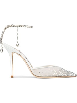 Jimmy Choo Saeda Kristal Saten Topuklu Ayakkabı
